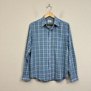 FAHERTY Ultra Fine Newport Check LS Shirt Sea Mist Plaid Button-Up